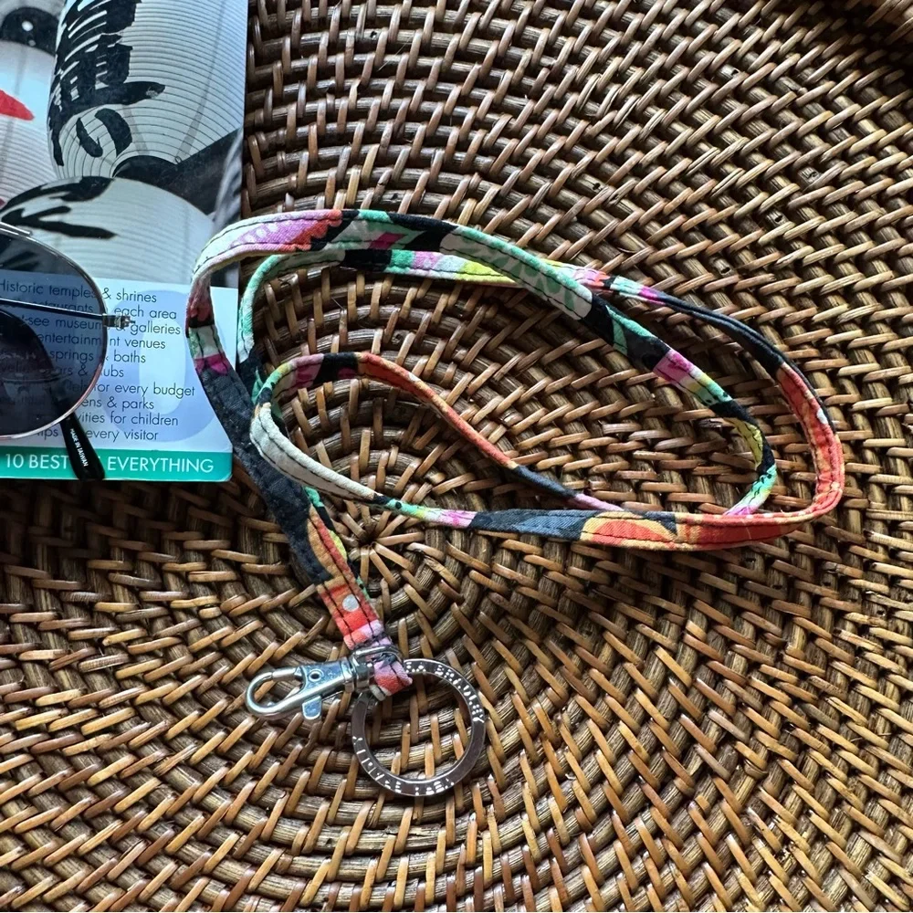 Vera Bradley Multicolor Tangerine Twist Lanyard Clip and Keyring